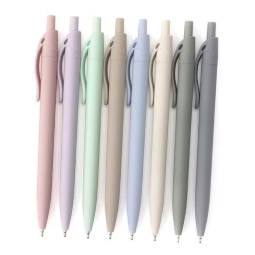 8-Pack Retractable Ballpoint Pens, Smooth Writing, Black Ink, Pastel Color