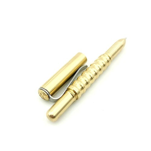 Retro Solid Brass Pocket Ballpoint Pen Signature Pen Portable Outdoor EDC Pen