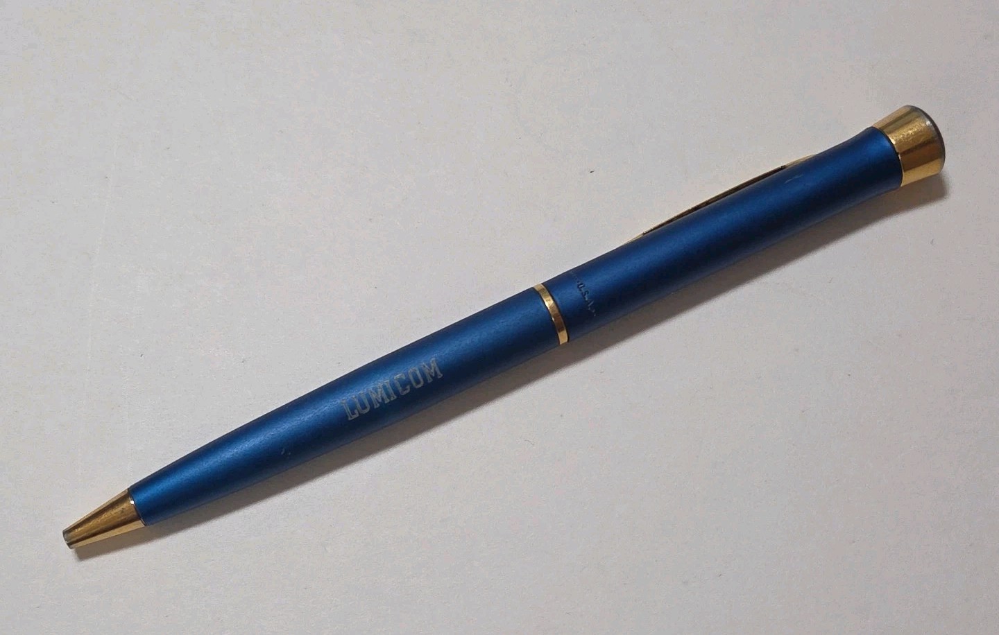 Vintage Garland LUMICOM Executive Ballpoint Pen Blue Gold Trim
