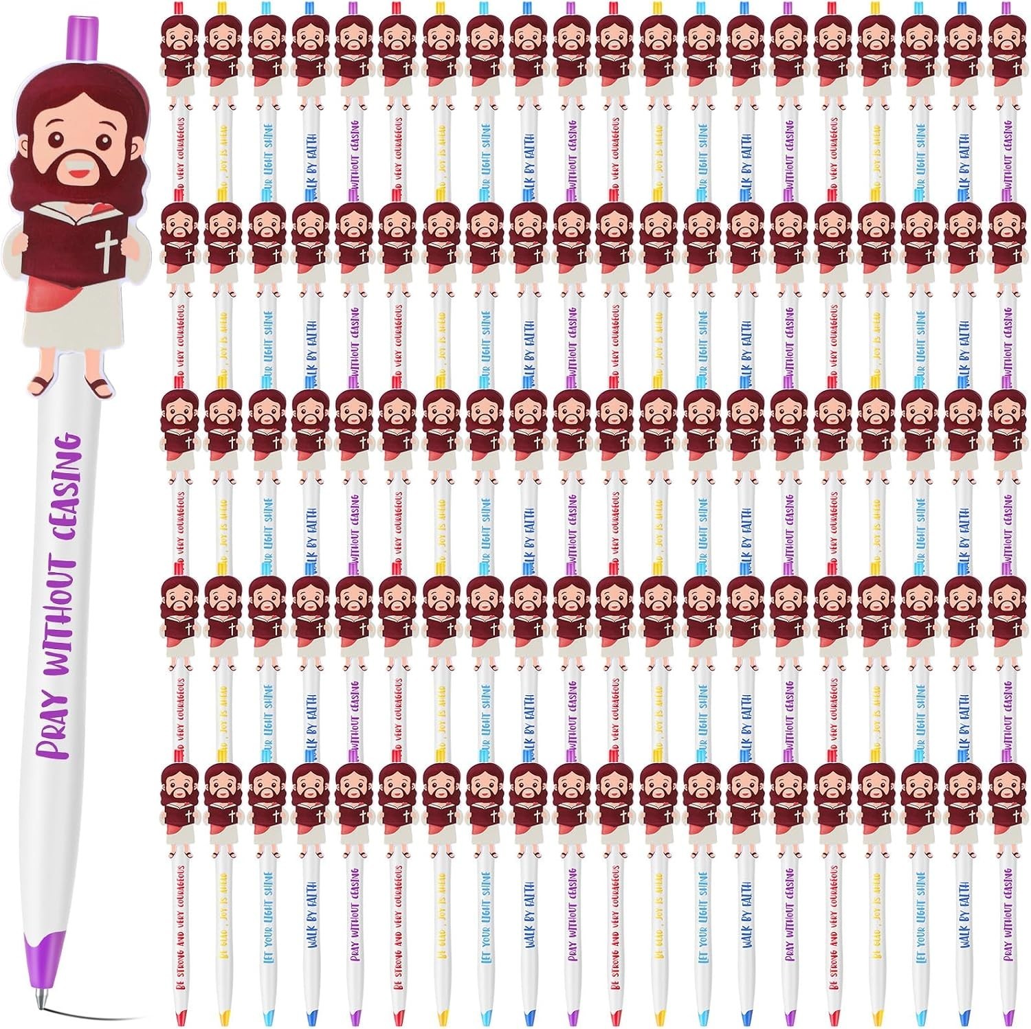 100 Pcs Christian Jesus Pens Bible Verse Ballpoint Bulk Sunday School Gift Favor