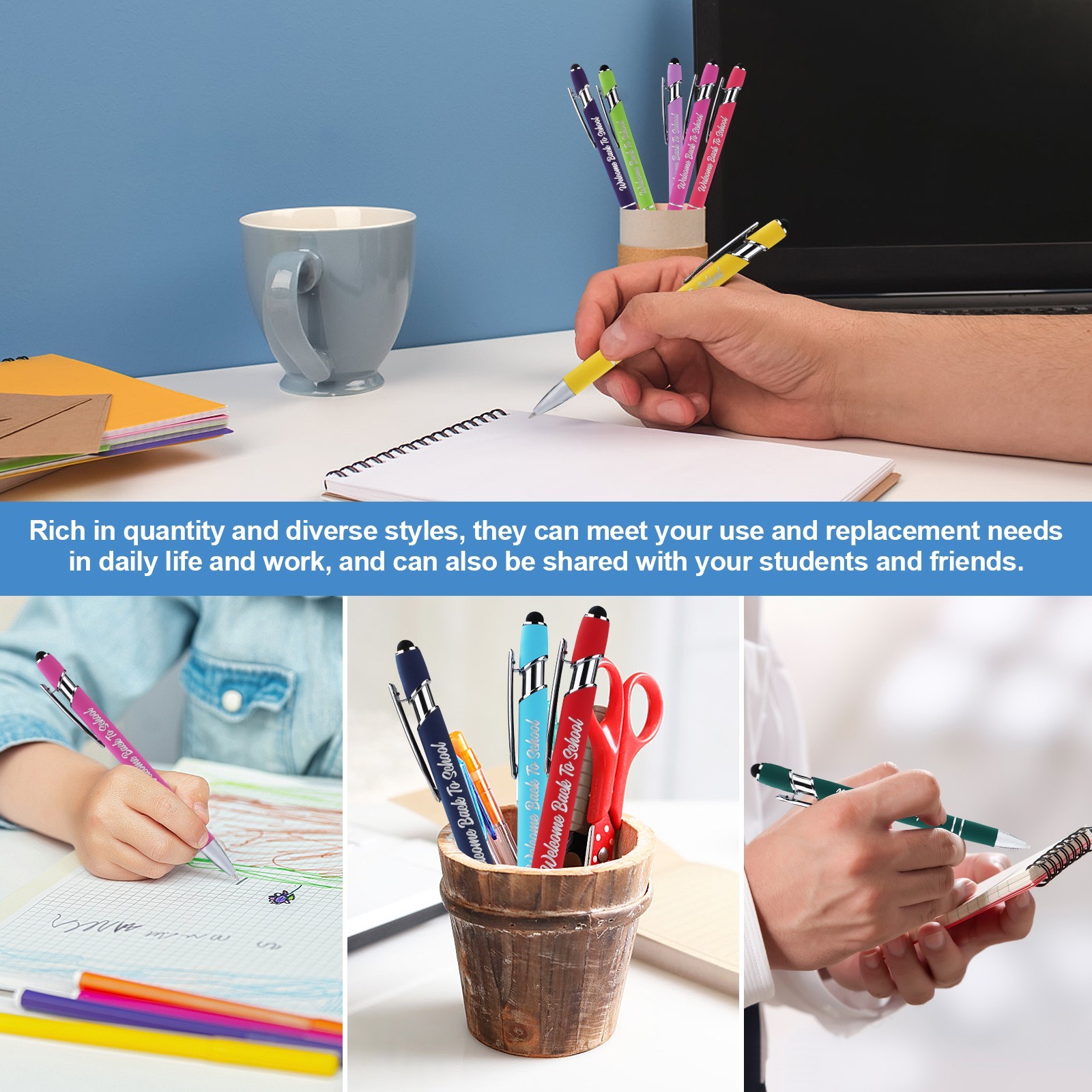 20Pcs Welcome Back to School Pens Bulk Student Gifts Classroom Teacher Rewards