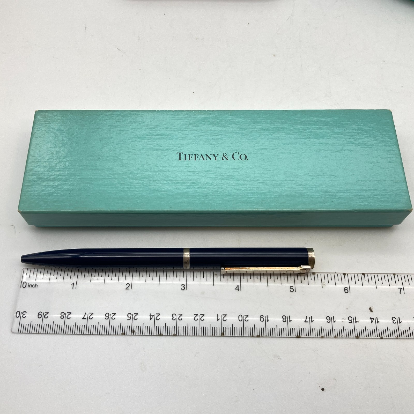Tiffany & Co. Ballpoint Pen T Clip Navy Enamel Silver Black ink 31.4g