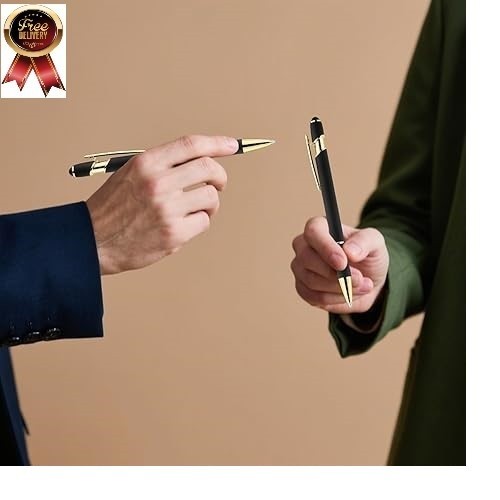 12 Pack Black Gold Ballpoint Pen with Stylus Tip 1.0 Mm Black Ink Smooth Writing