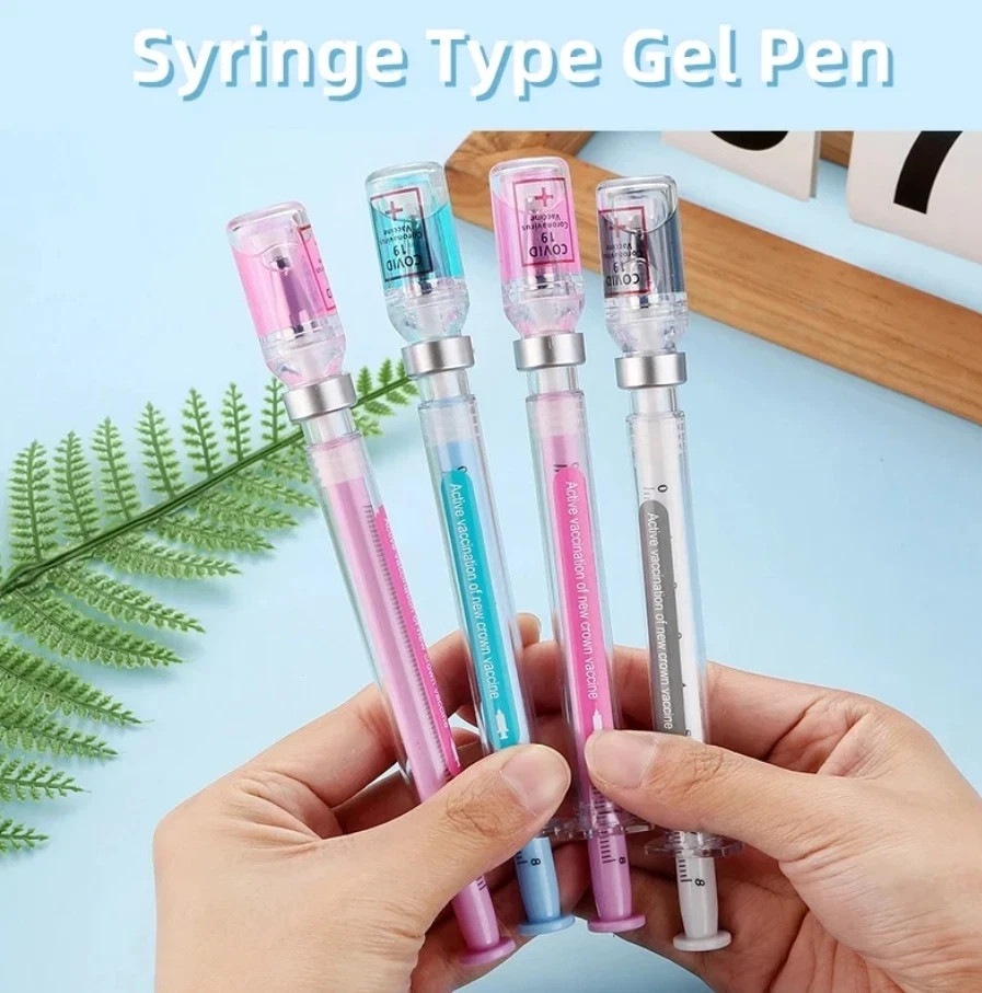 5PCS Random Color Belt Syringe Shaped Gel Neutral Pen, Signature Ballpoint Pen,