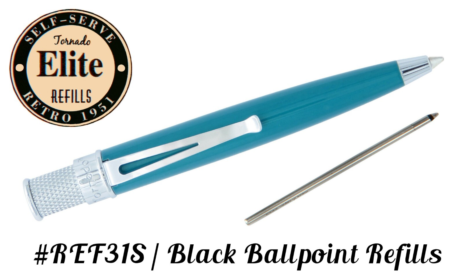 Retro 51 #EBP-2435PK / Turquoise Elite Series Twist Action Tornado Ballpoint