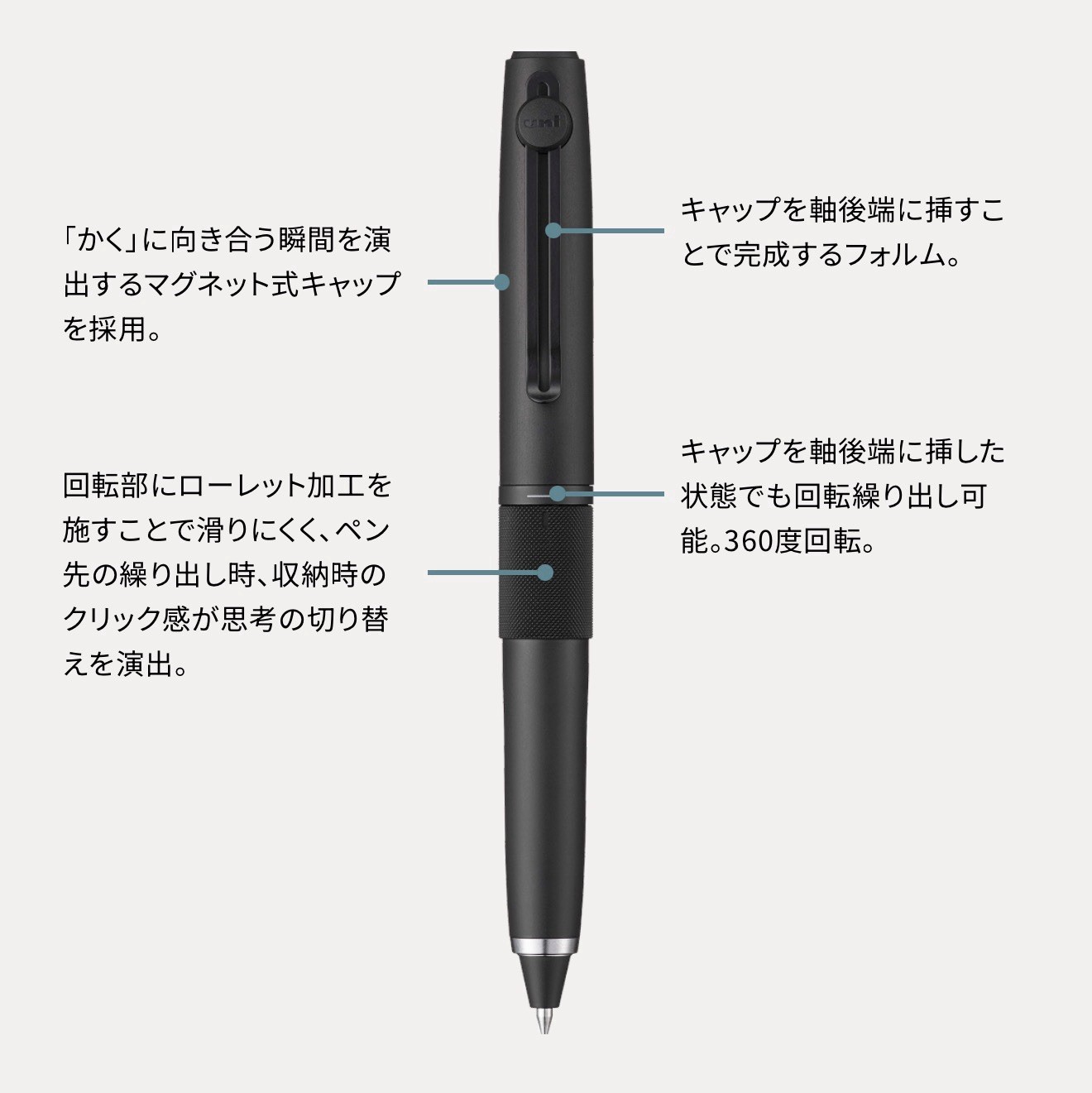 uniball ZENTO Signature Model 3-Color Ballpoint Pen 0.38mm Silver Black/Red/Blue