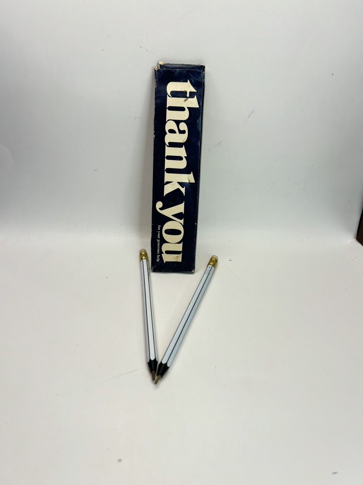 Thank You 1978 US Pen Company Set of 2 Ball Point Pens DRIED UP with Erasers New