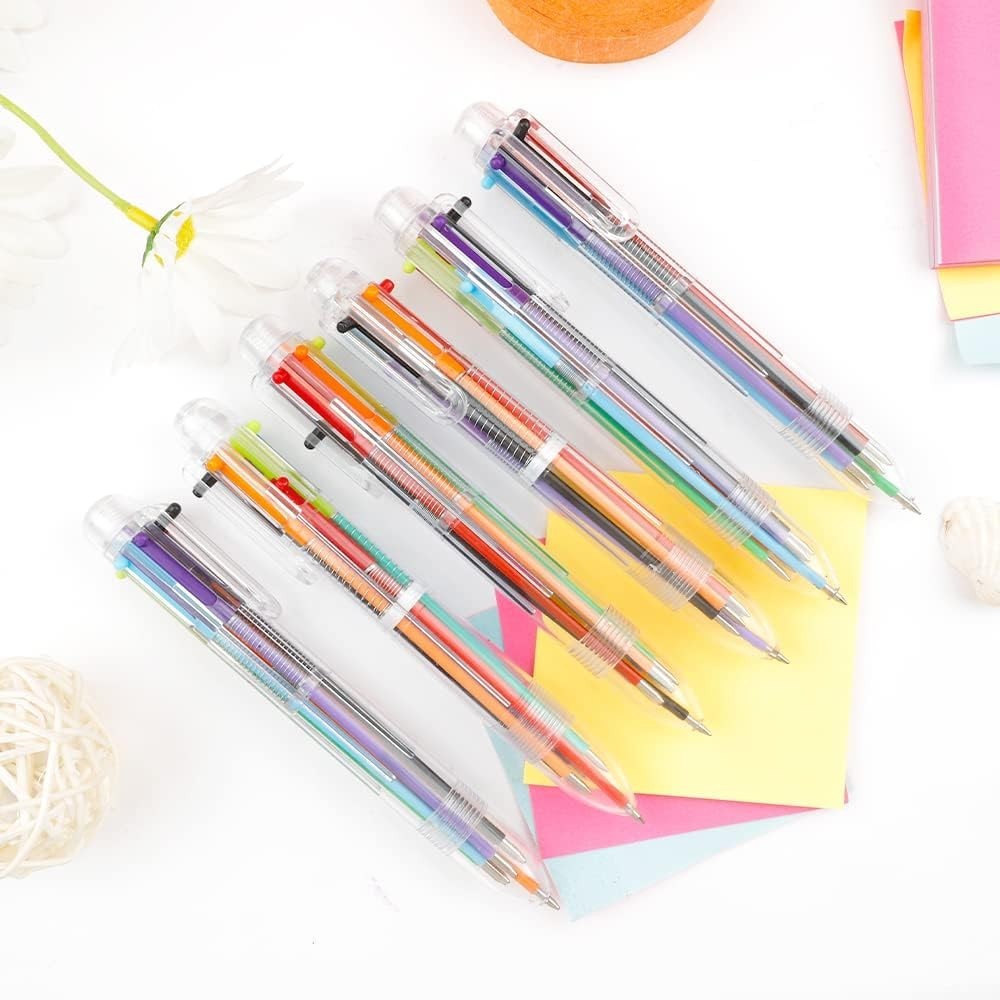 Multicolor Pen in One 0.5mm 6-in-1 Retractable Ballpoint Pens 6 Colors Multi Col