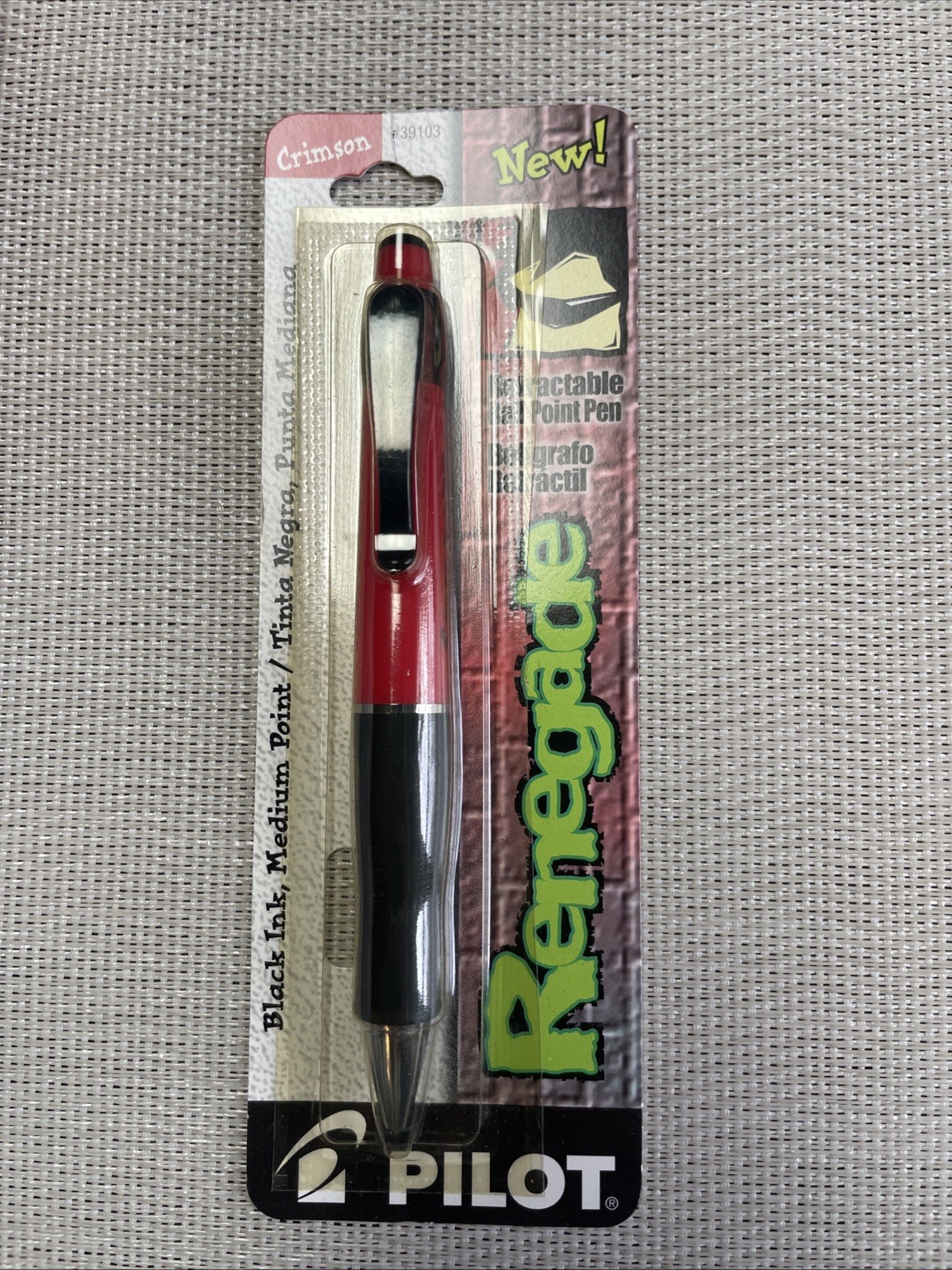 NOS Pilot Renegade RED/BLACK – Black Ink Ball Point Pens VTG Japan Rubber Grip
