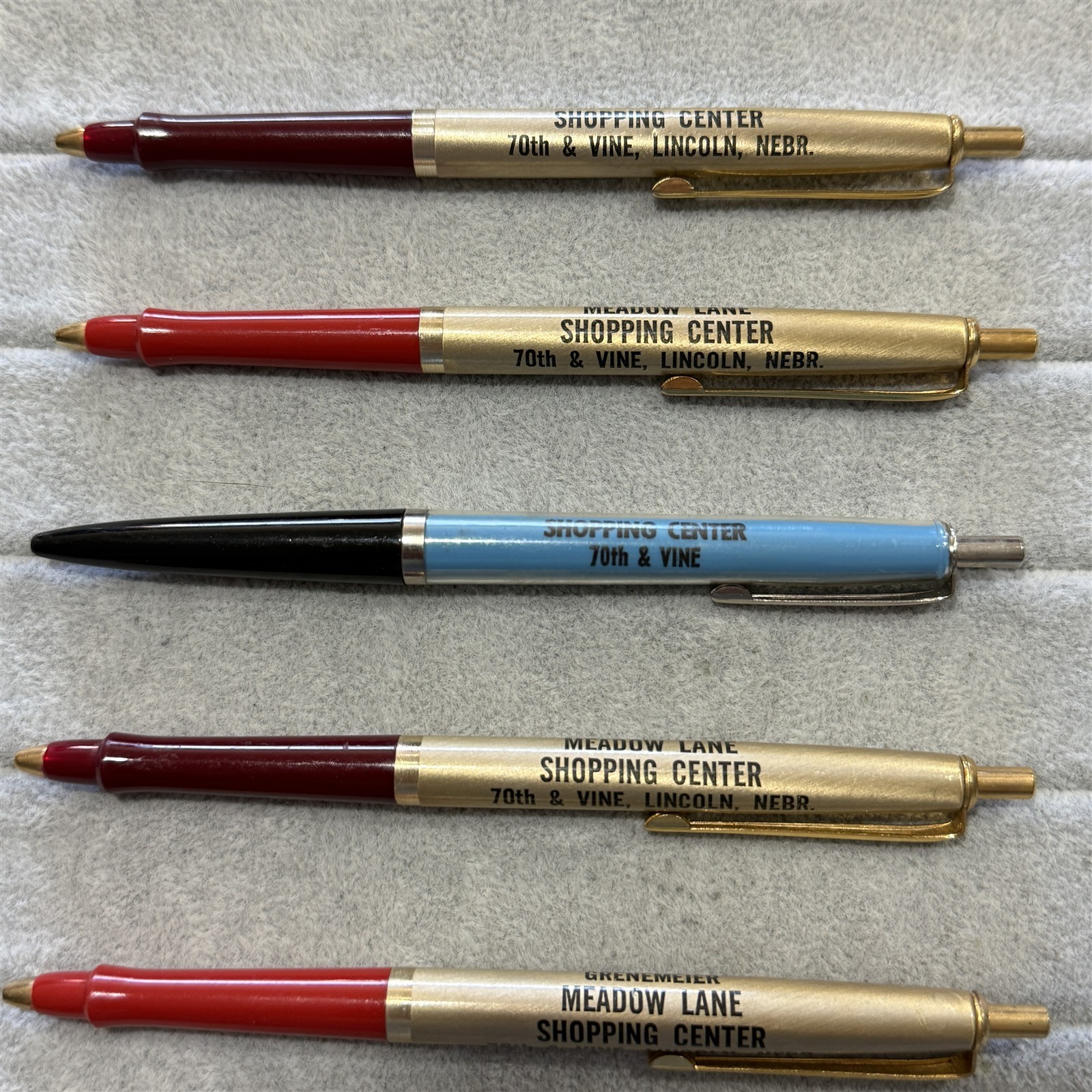 Lot of 5 Grenemeier Meadow Lane Shopping Center Lincoln Nebraska Ballpoint Pens
