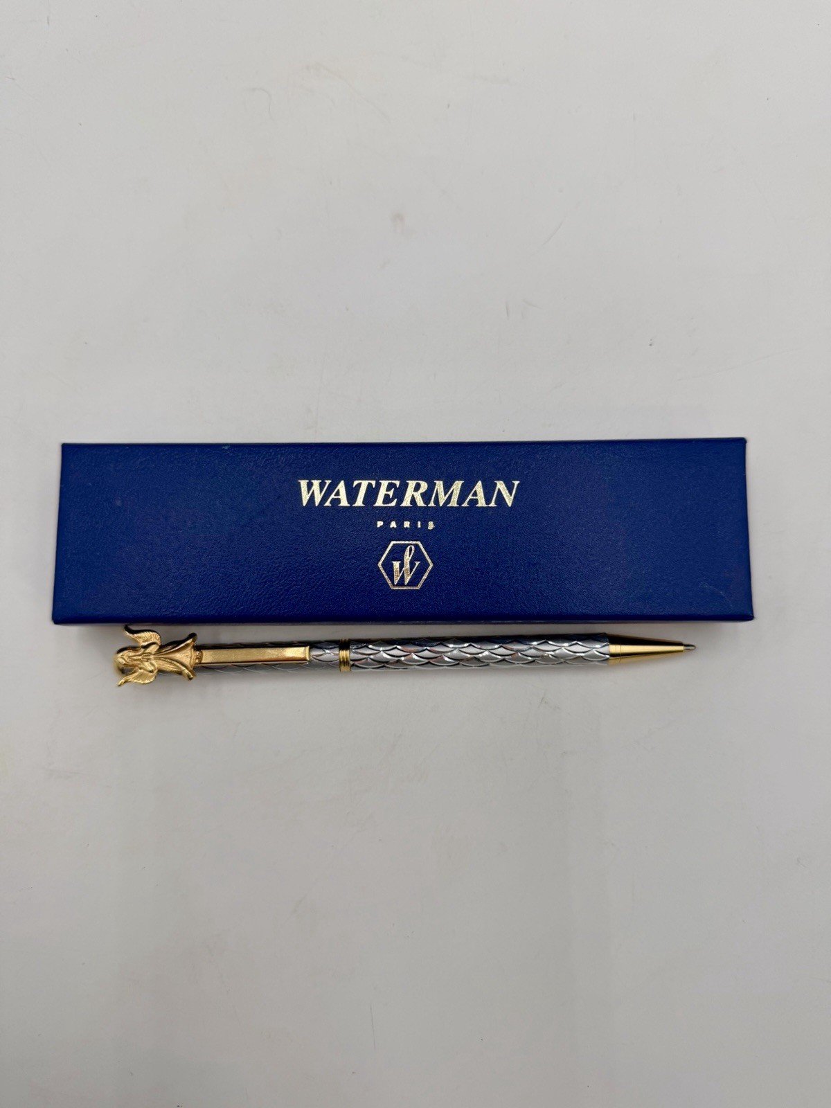 Silver Wash Gold Trim Ball Point Pen Guardian Angel Pocket Clip W Box READ!!!
