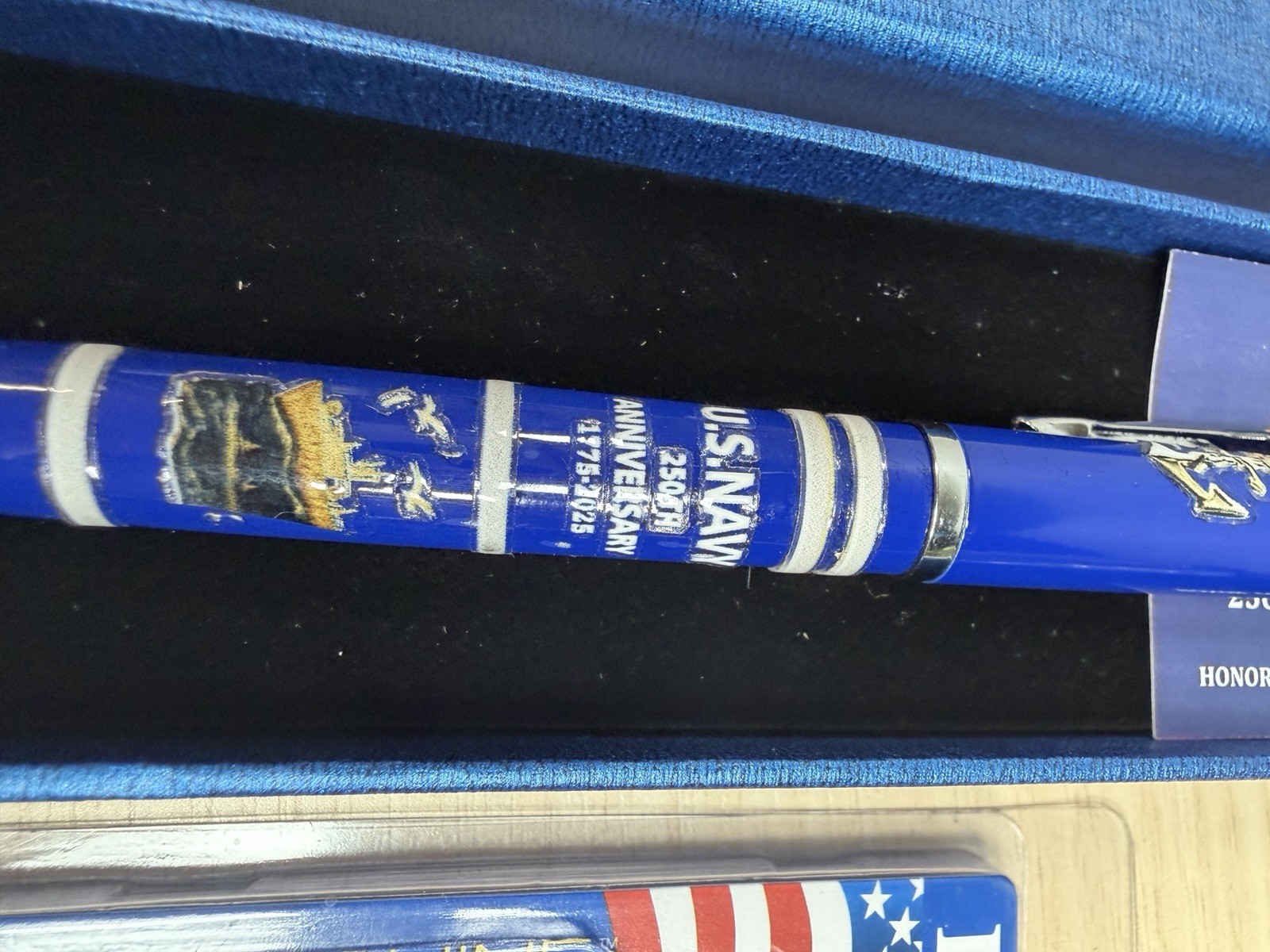 U.S. Navy 250th Anniversary Commemorative Pen (1775–2025) & Keychain