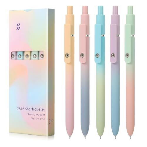5pcs Pens Black Ink Gel Pens Medium Point 0.7mm Pen 5Pcs Gradient – Black Ink