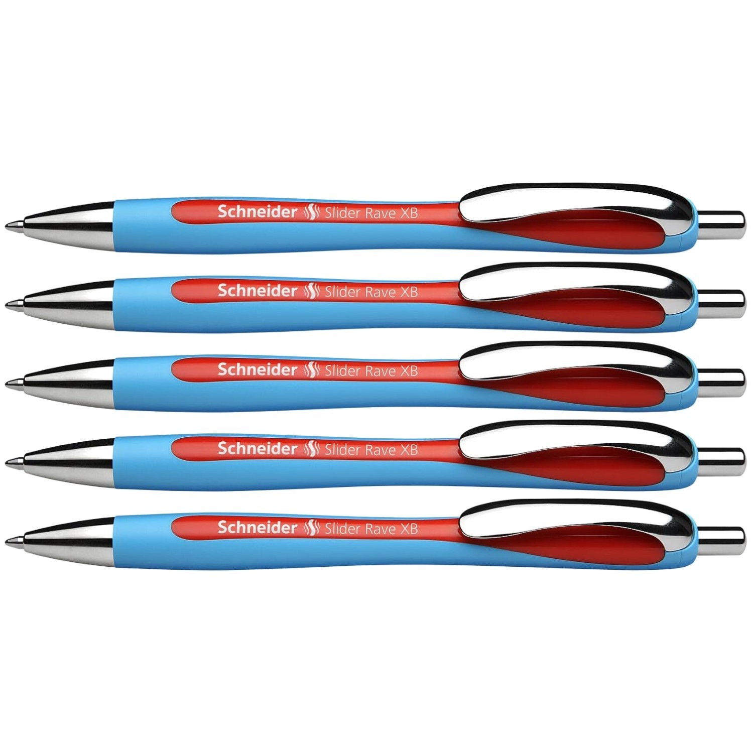 Retractable Red Ballpoint Pens, 1.4mm Extra Broad, Pack of 5