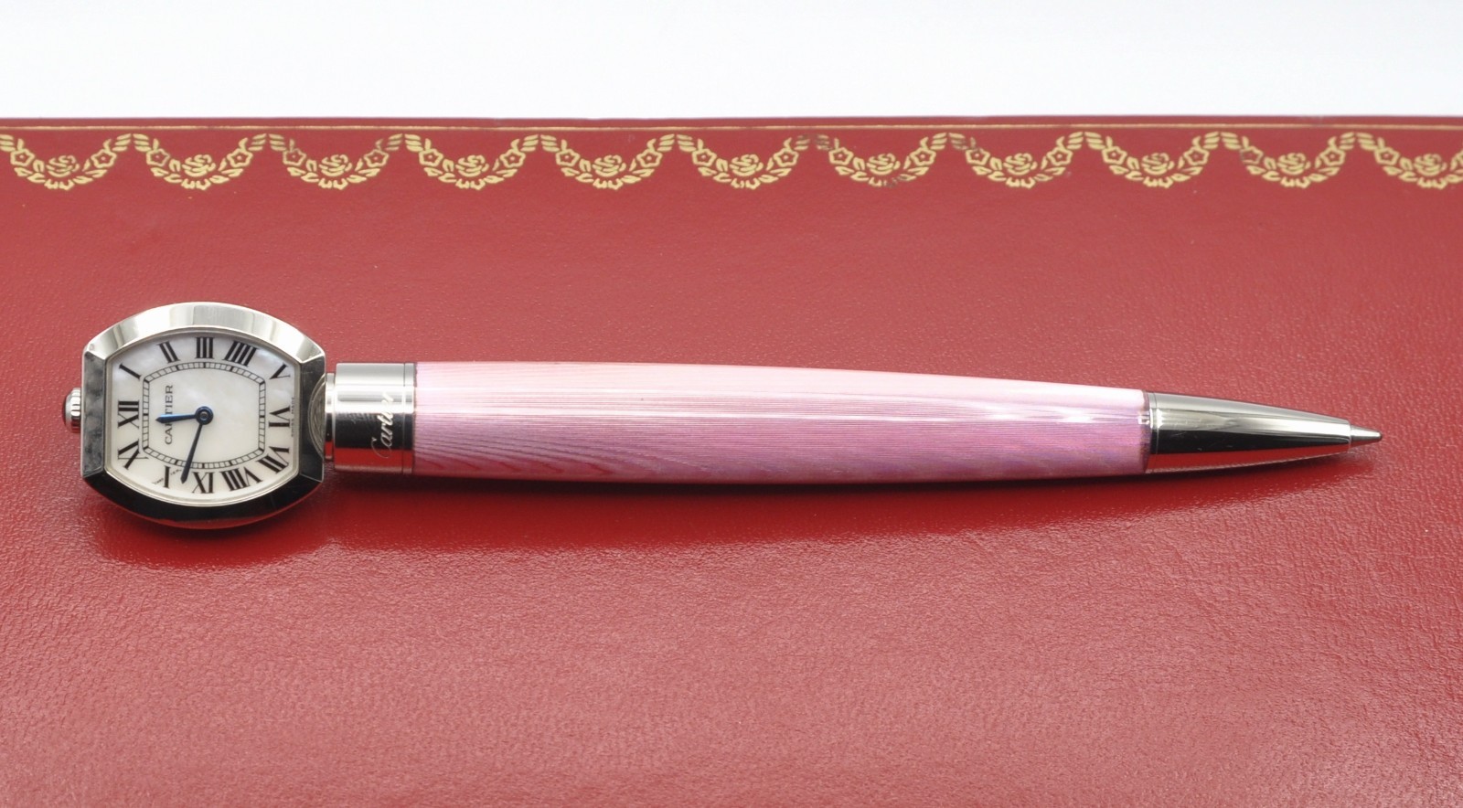 Cartier ST190010 L.E. pink enamel BP with built-in watch exc++++ in box