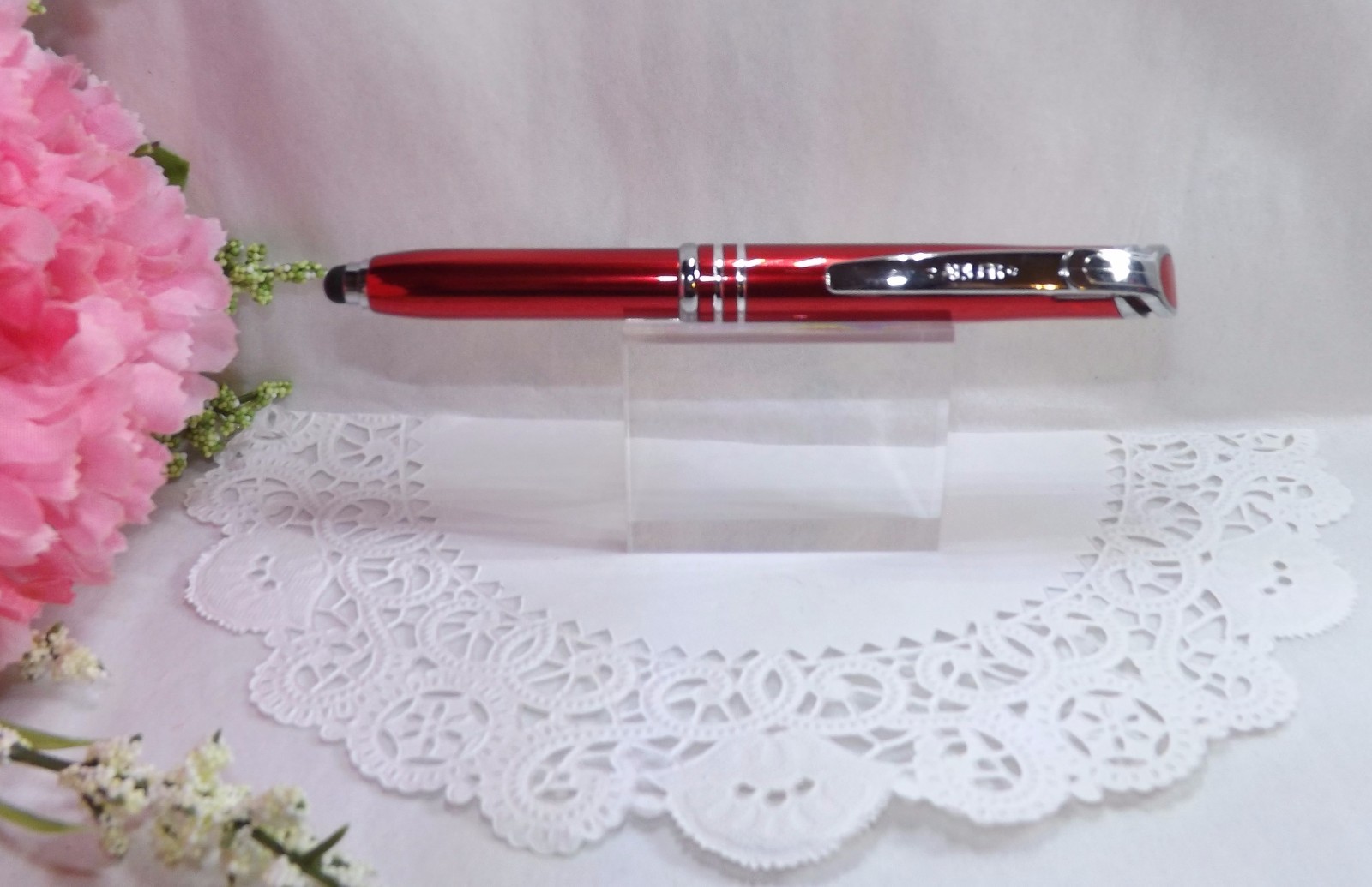 3 in 1 Medina Lighted Tip Red Stylus LED Flashlight Pen by Adler (HIGH QUALITY)