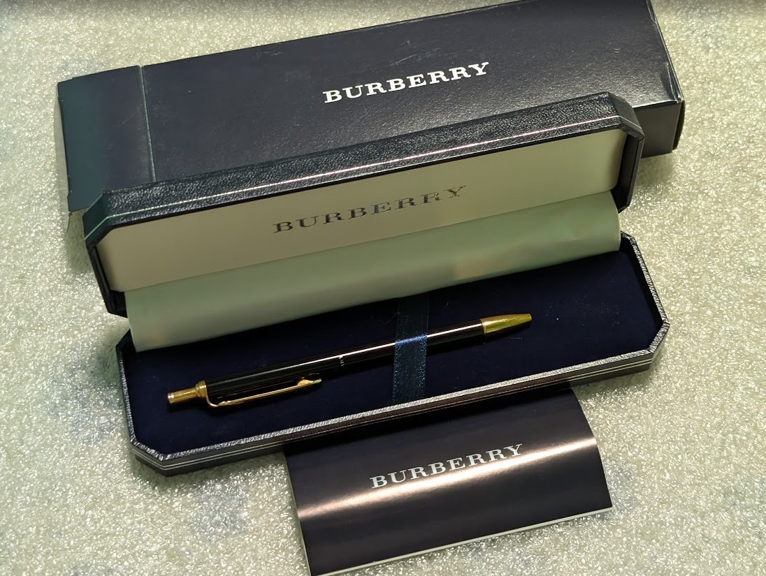 Burberry Ballpoint Pen, Black with Gold Trim, Comes with Box
