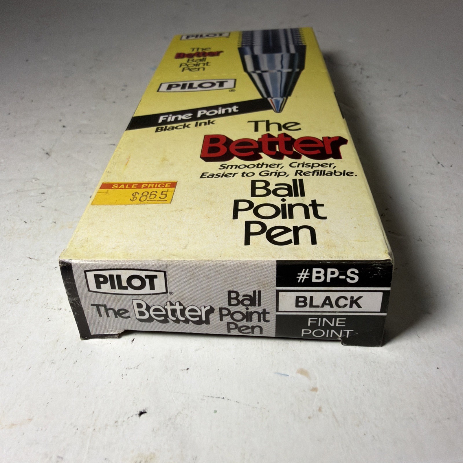 Vintage Pilot The Better Ball Point Pen Fine Point BLACK Ink BP-S 12 Pens New
