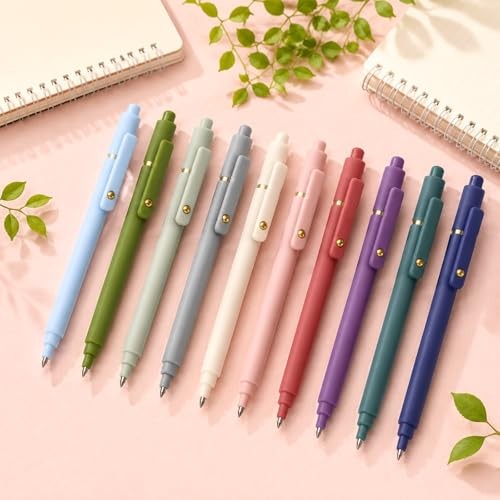 10pcs Colored Gel Pens, 0.5mm Fine Point Retractable Colorful Pens for