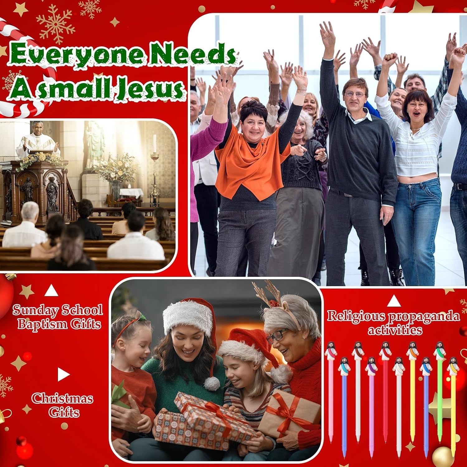20 Pcs Jesus Christian Pen Mini Jesus Ballpoint Black Ink Pens for Christmas Rel