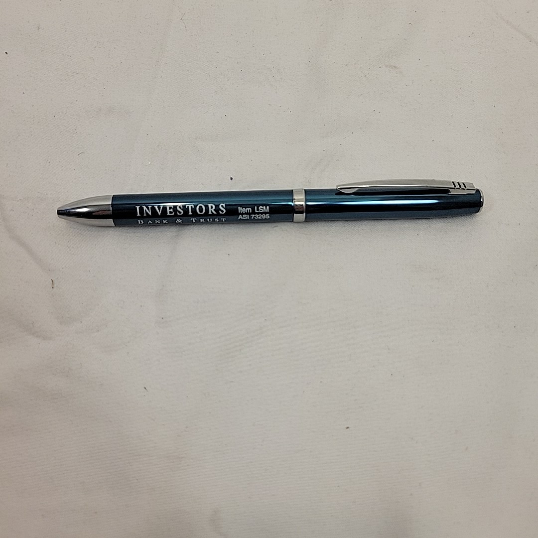 Investors Bank And Trust Promo Ballpoint Pen Black & Blue Ink Twist To Change