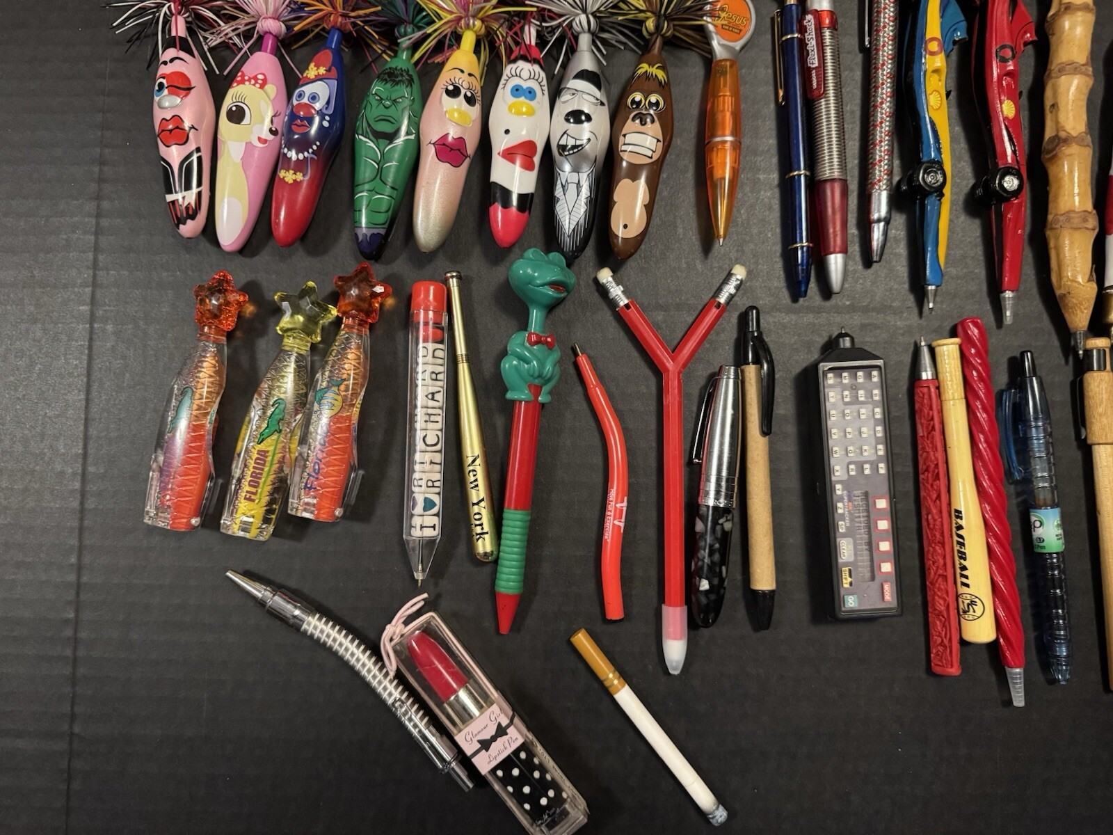 Unique Novelty Pens Lot Of 57 And 2 Wooden Pencils
