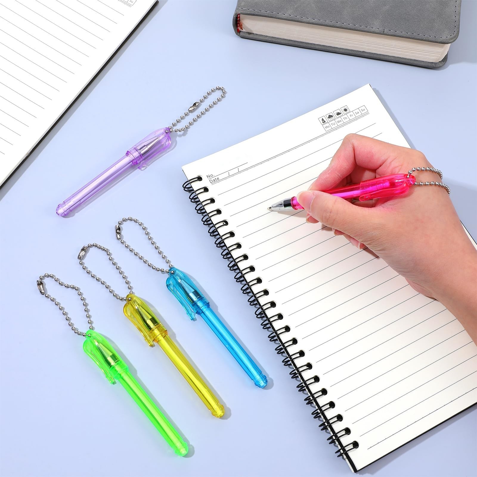 60 Pcs Mini Keychain Ballpoint Pens, 5 Colors, 1.0mm Black Ink, Pocket Size for