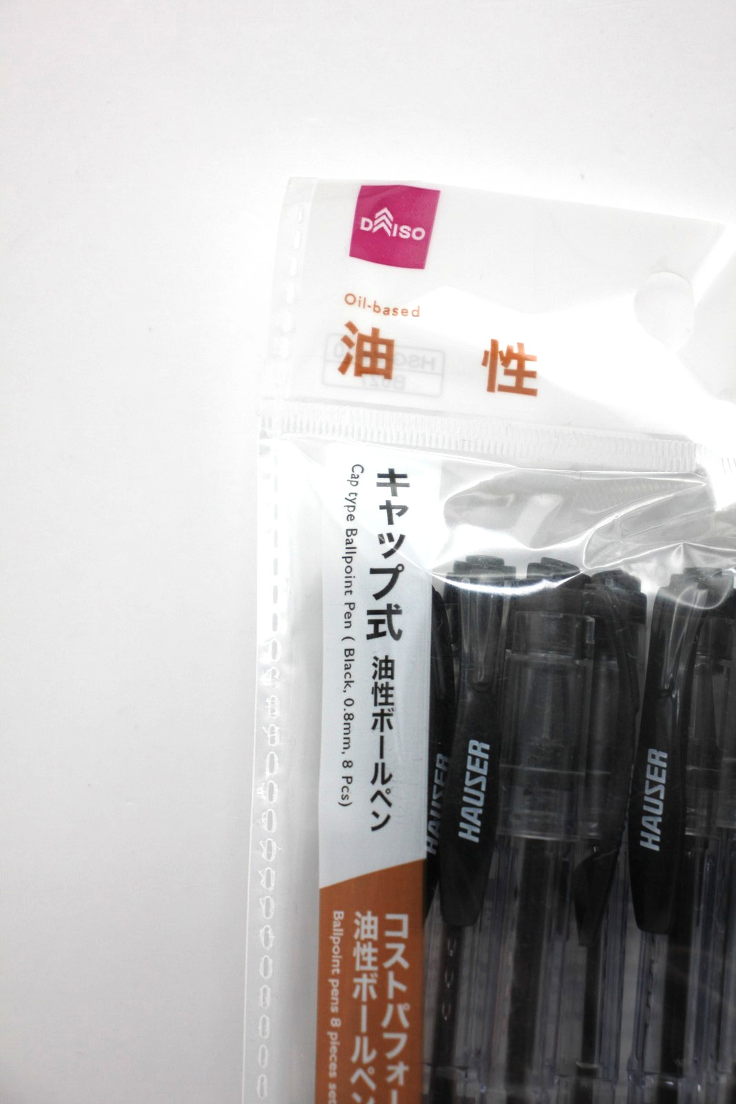 DAISO Black Ballpoint Pen 0.8mm 10Pieces Set of 3 Cap Type Oil-based ink Japan