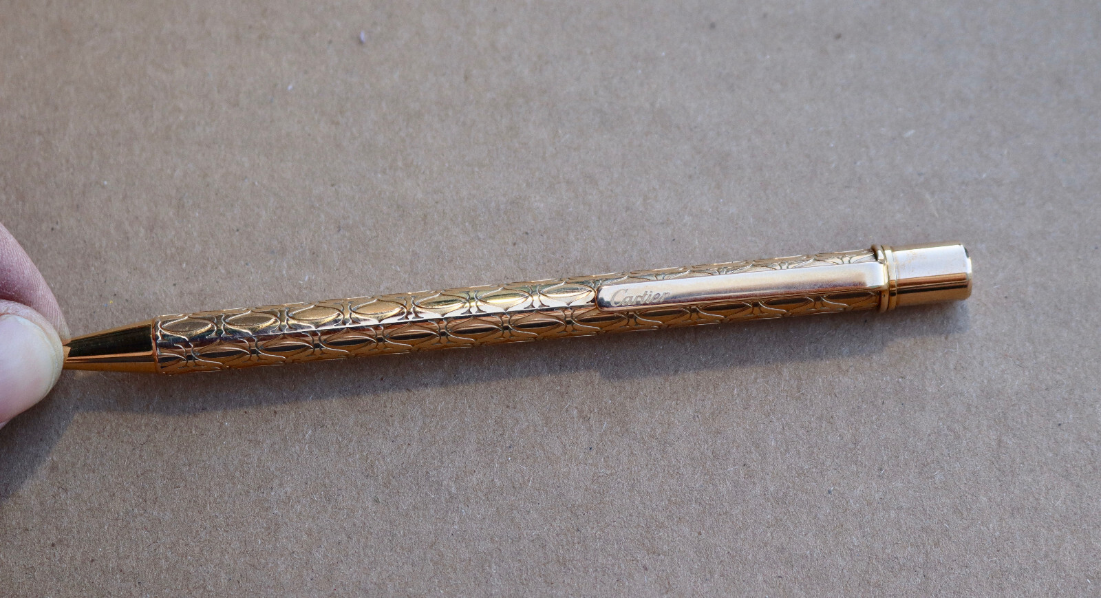 Cartier Ballpoint Pen Must Do Double C Logo Gold Tone Germany 5″ Happy Birthday