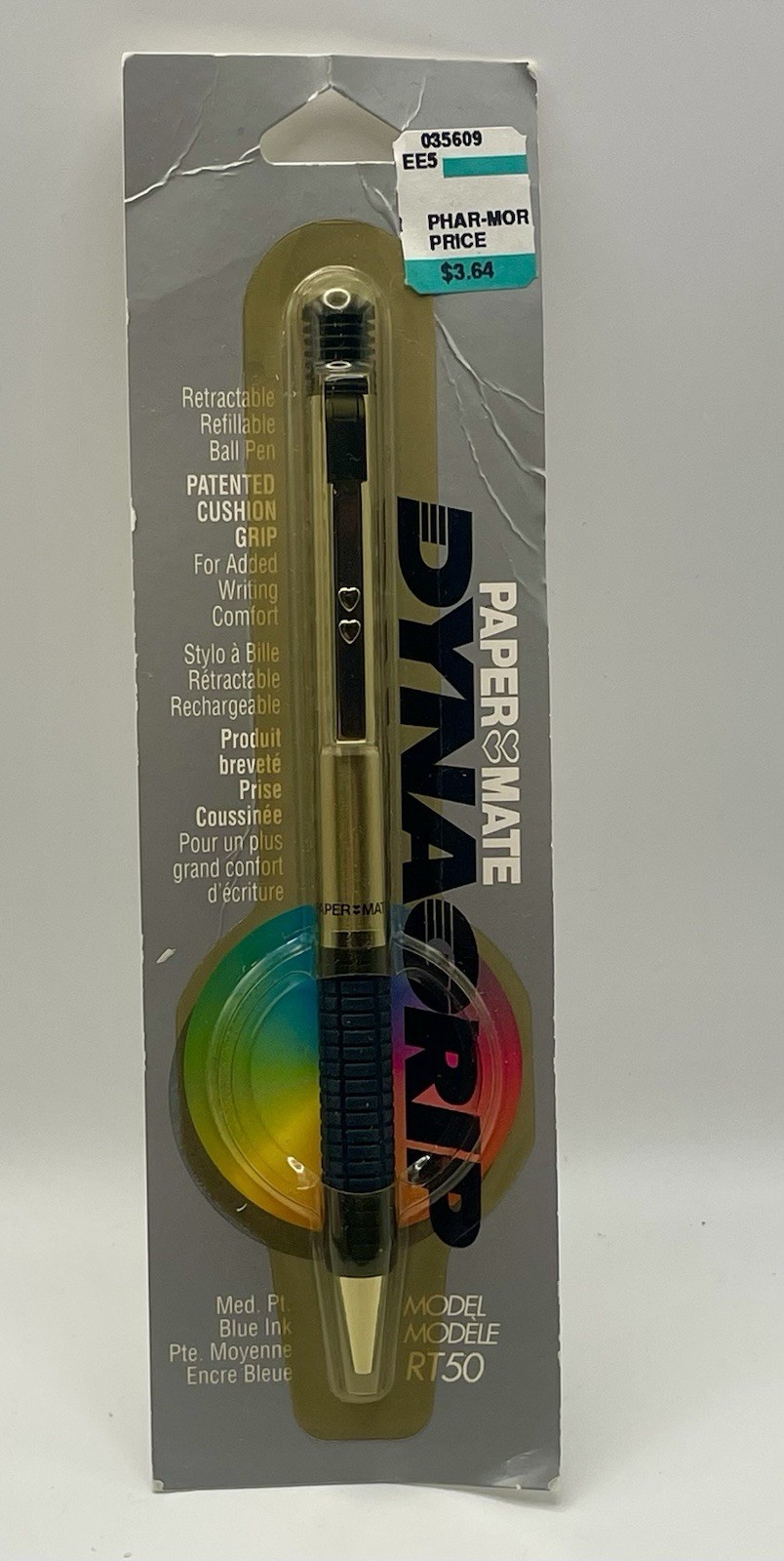 1991 Paper Mate DynaGrip RT50 Ball Point Pen Medium Point Blue Ink Vintage