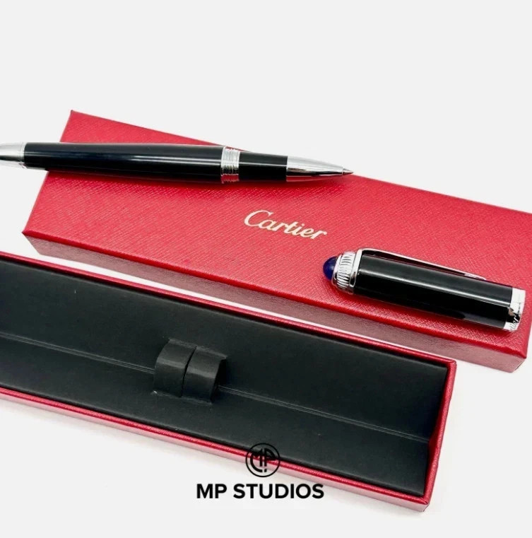 Cartier Executive Rollerball Pen Black Composite Silver Rare VIP Gift w/ Box