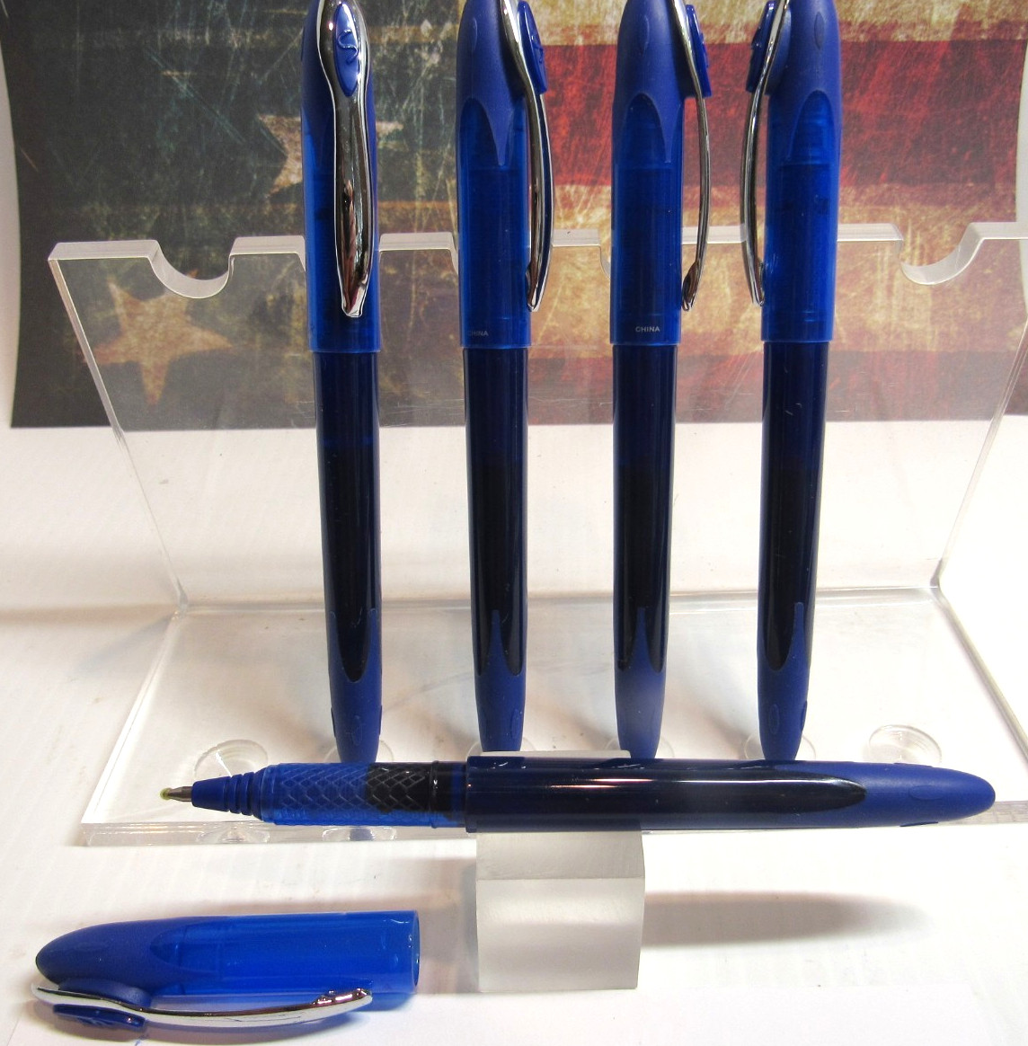 LOT OF 5 Terzetti .7 Medium BLUE INK LIQUID ROLLERBALL PENS-CLOSEOUT DEAL