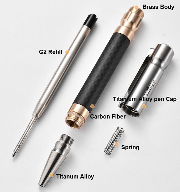 Titanium Alloy Brass Pocket Ballpoint Pen Business Office Stationery Outdoor EDC