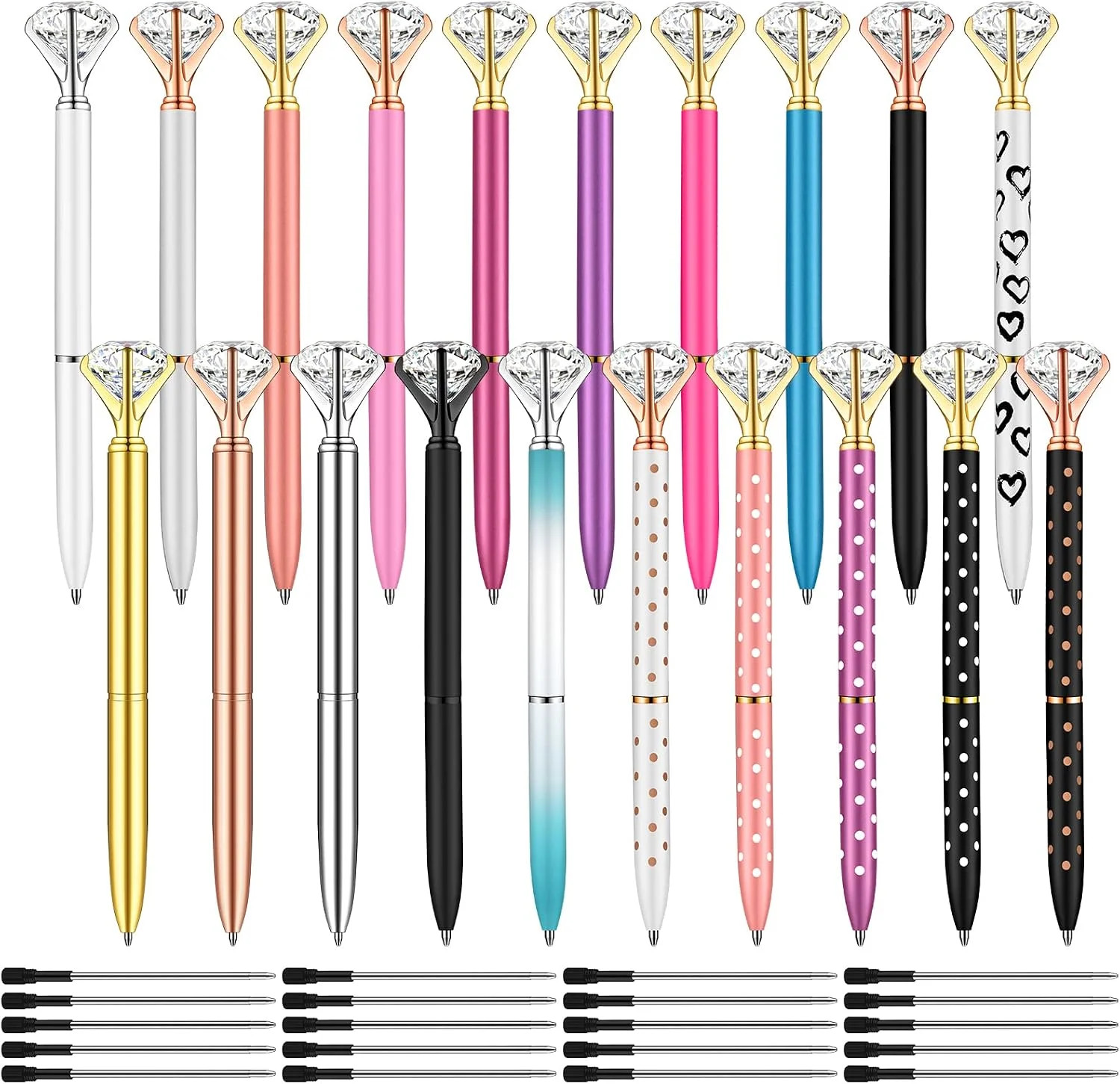 20 Pieces Diamond Pens of Cute Beautiful Ballpoint Pens Crystal Diamond Pen for