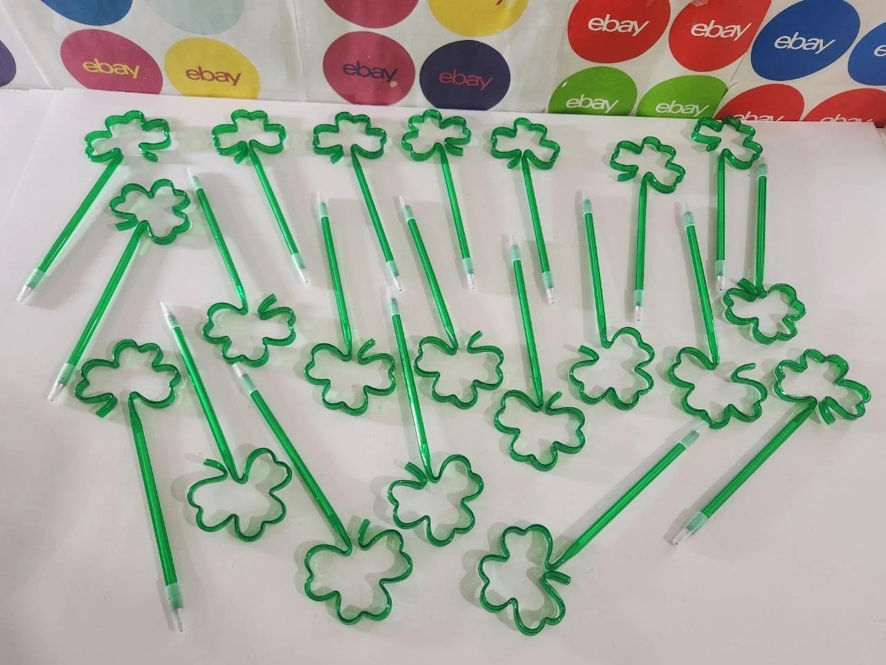Lot of 25 Shamrock Pens Green Pen Black ink 3-Leaf Clover