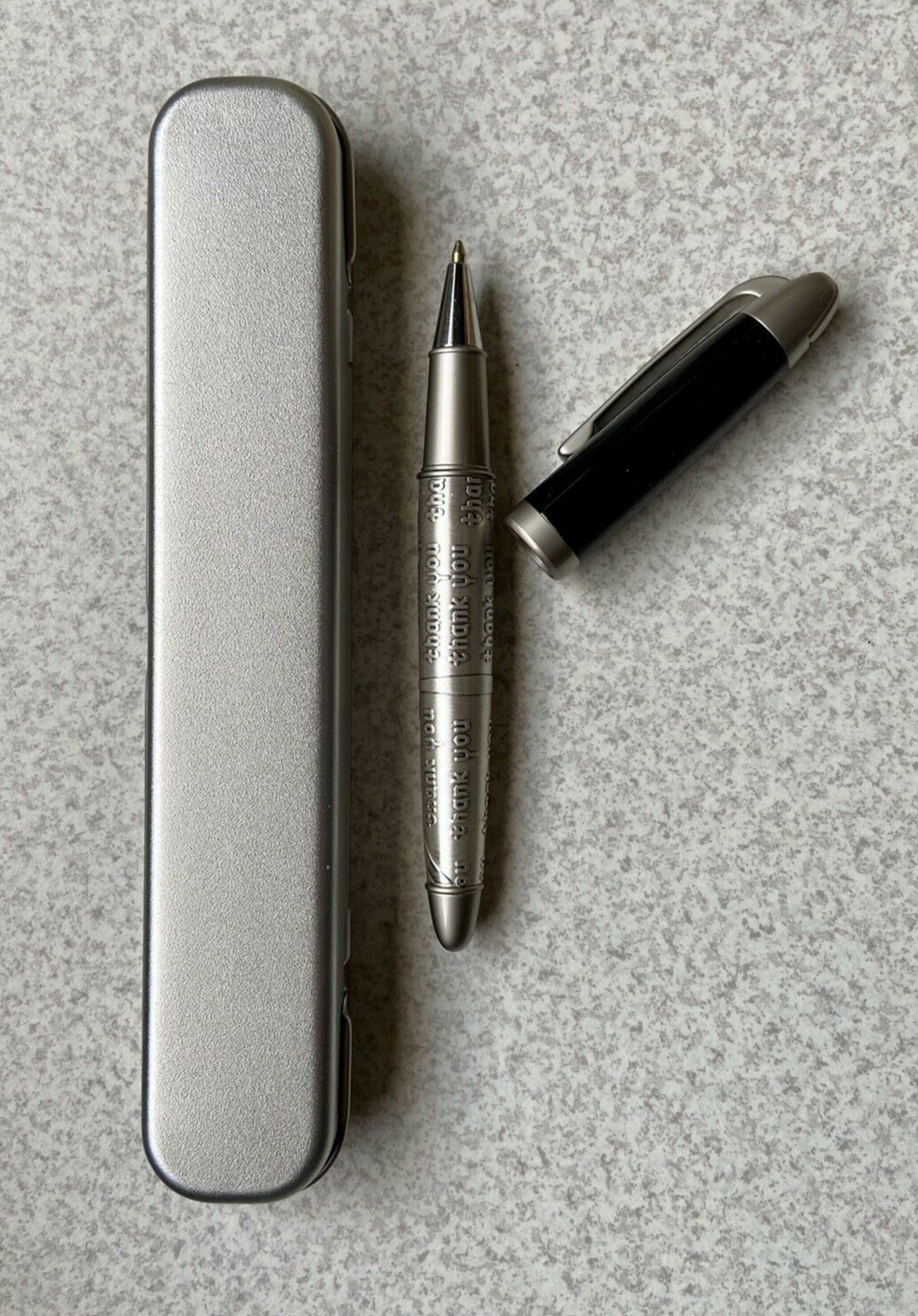 BETTONI PEN «THANK YOU» PATTERN EMBOSSED Quality Heavy Weight Pen ~New~Case