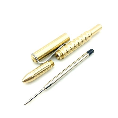 Retro Solid Brass Pocket Ballpoint Pen Signature Pen Portable Outdoor EDC Pen