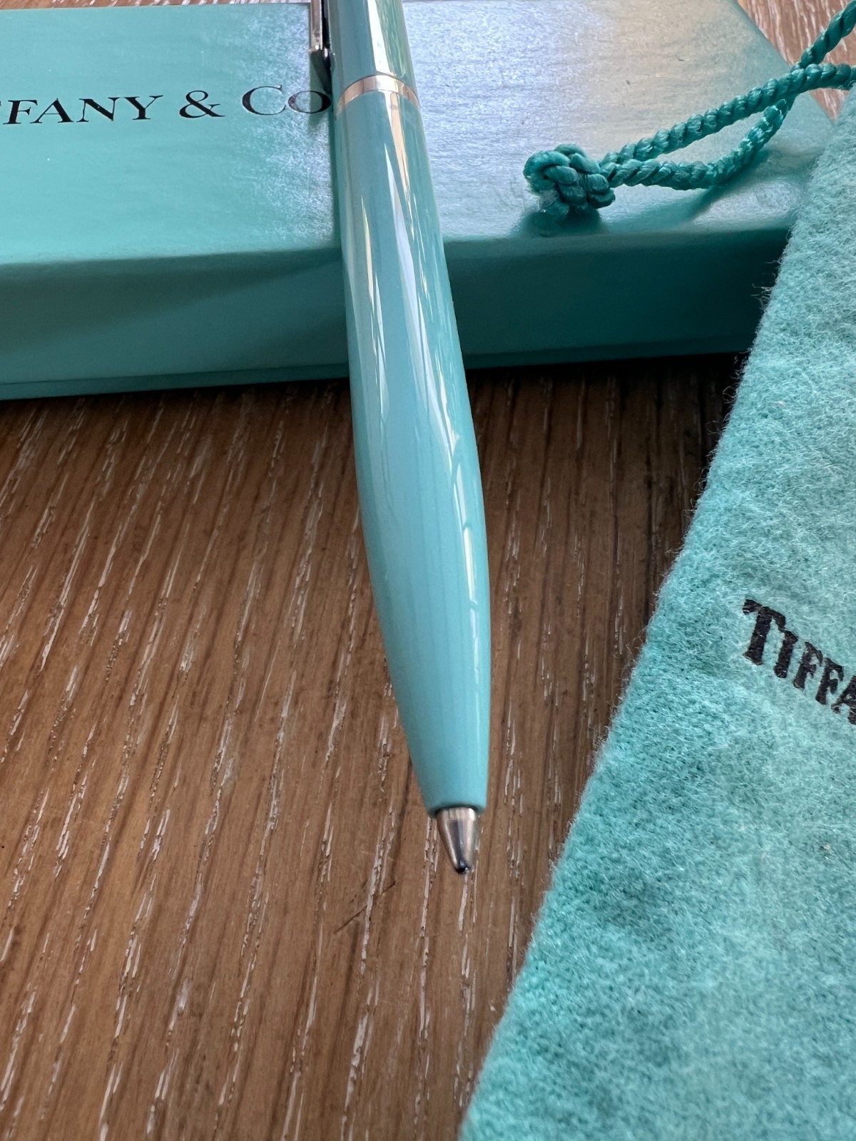 Tiffany & Co Blue Executive Ballpoint Silver «T» Pen ( Box & Pouch)