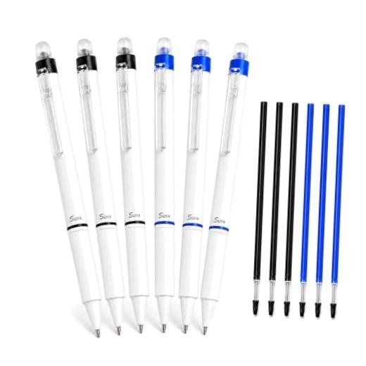 Erasable Gel Pens, 0.7mm Retractable 1 Count (Pack of 6) (Black Blue)/6 Pack