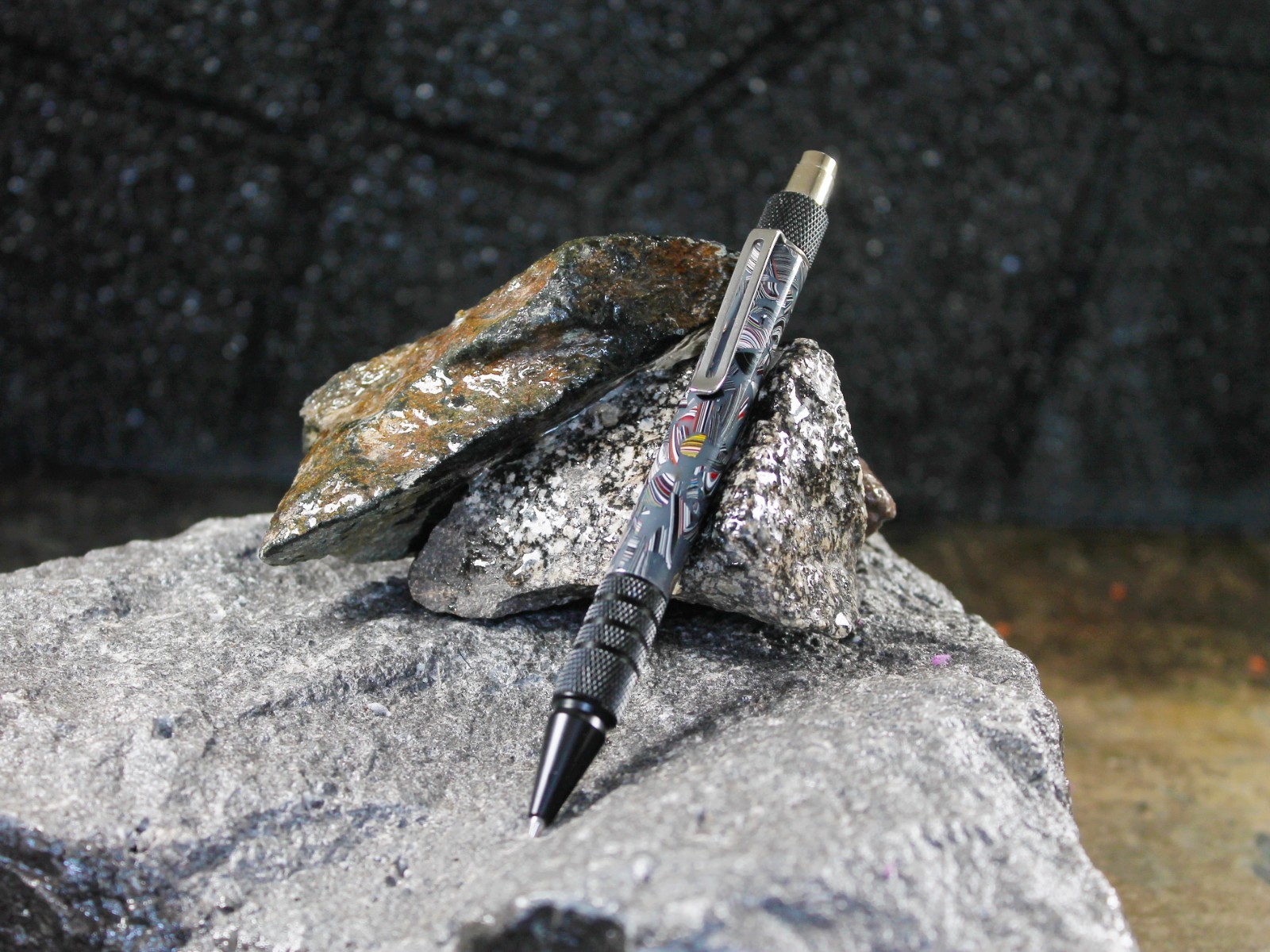 Fordite and Resin Pen – Grey/Black (P-074)