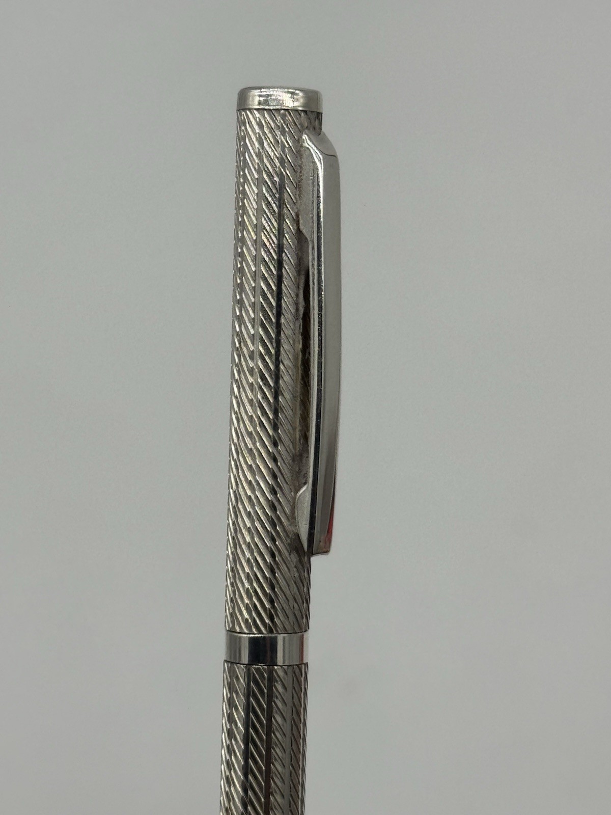 Sterling Silver 925 Ballpoint Twist Pen Flat Top Blue Ink Working