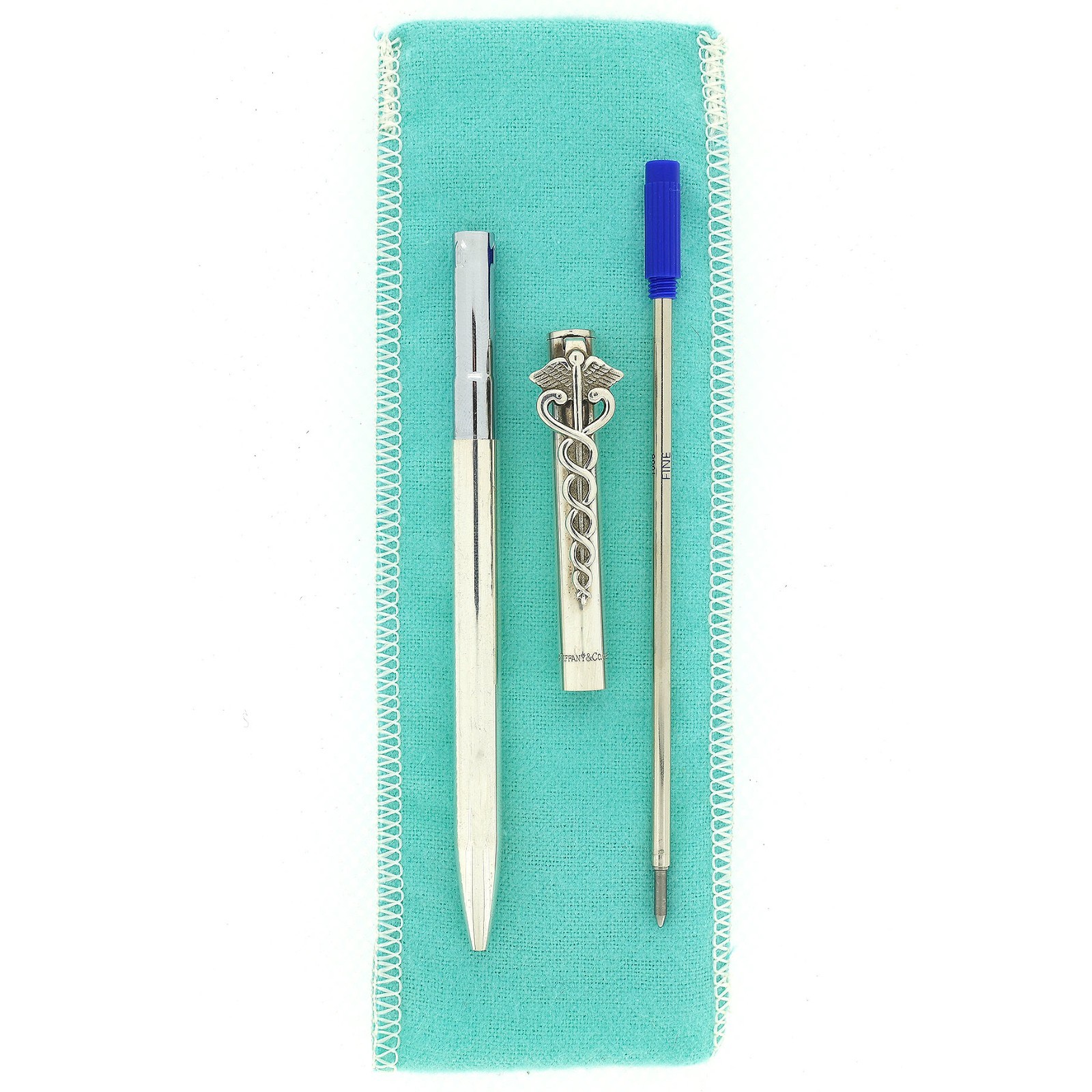 1990S TIFFANY & CO CADUCEUS MEDICAL DOCTOR / NURSE STERLING SILVER BALLPOINT PEN