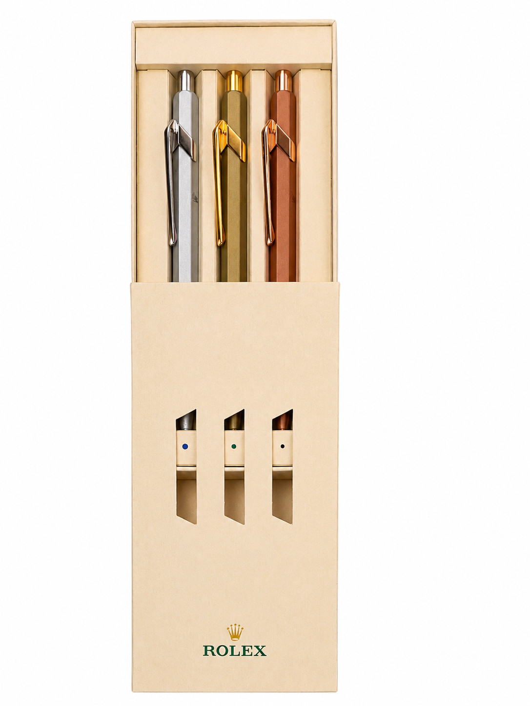 Rolex/Carand’Ache 3 Pen Set . New In Box. Gifted by authorized dealer.