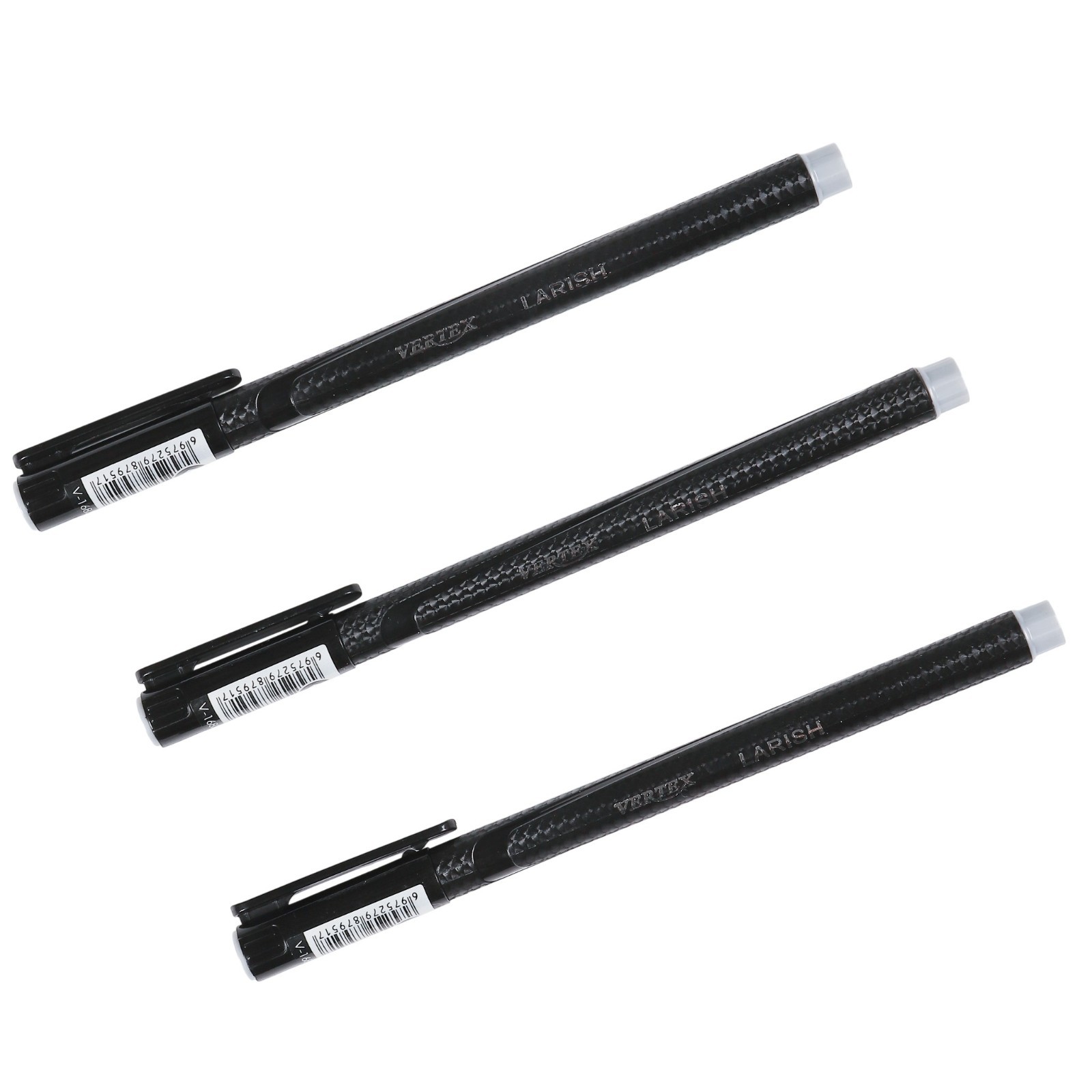 10 Black Pens Vertex Larish 0.7mm Extra Smooth Ink Ergonomic Grip Writing School