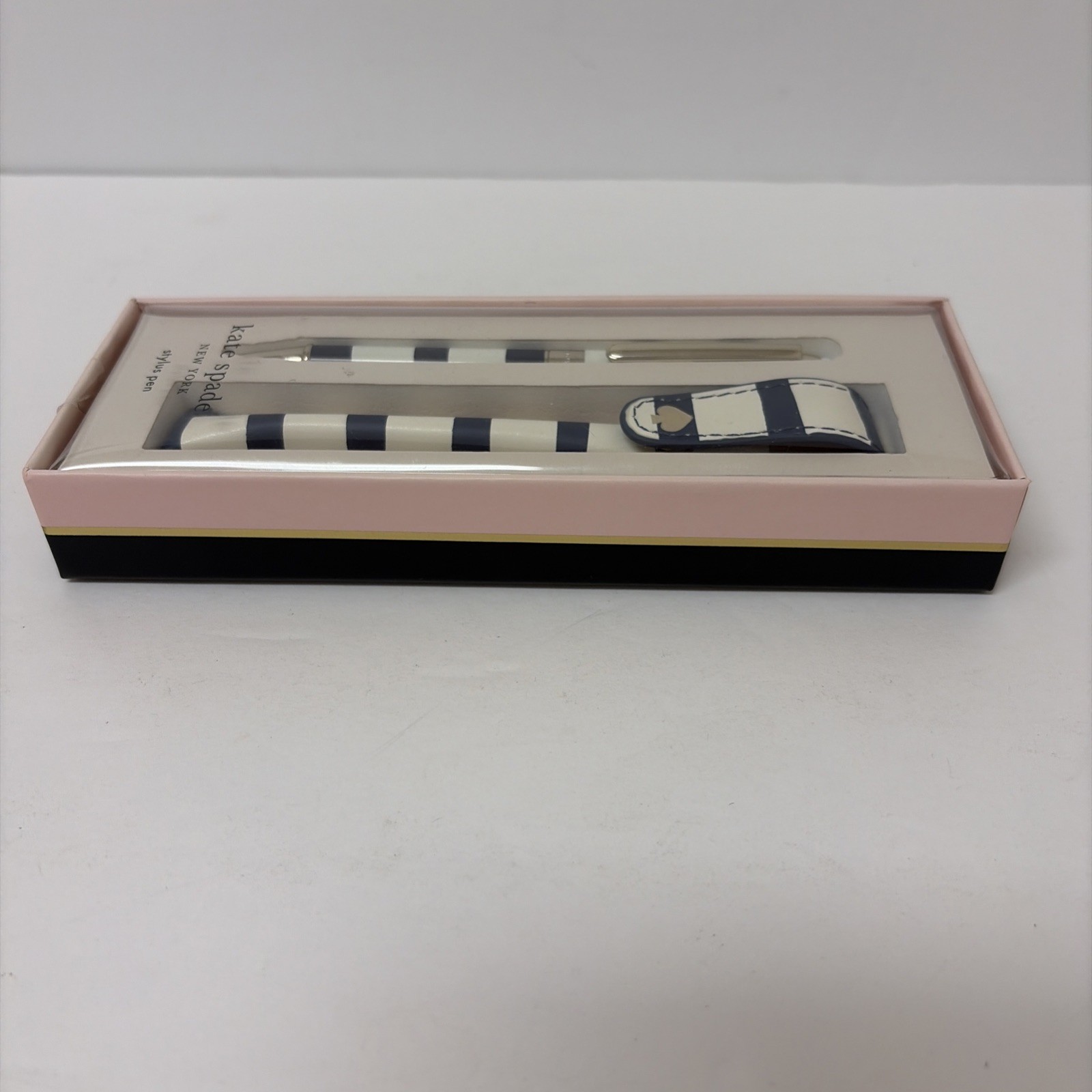 Kate Spade New York Stylus Pen with Pouch Striped Navy Blue And White New in Box
