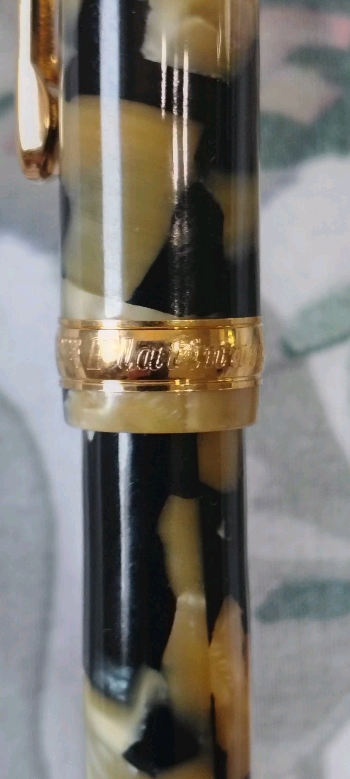Platinum 3776 Marble Black & Yellow Ball Point Pen Made In Japan