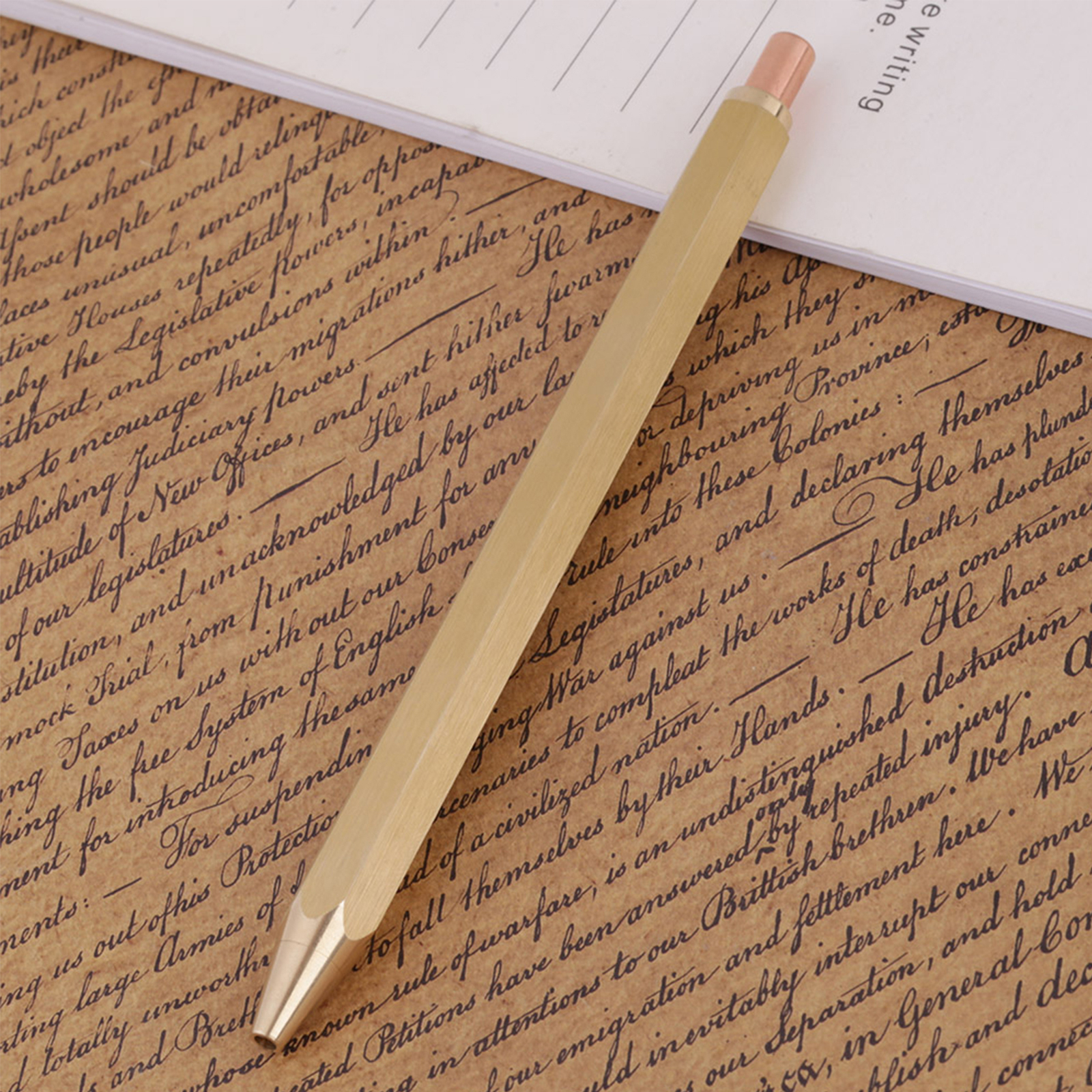 1PC Copper Brass Pen Spring Ballpoint Pen Writing Stationery Office Supplies♡