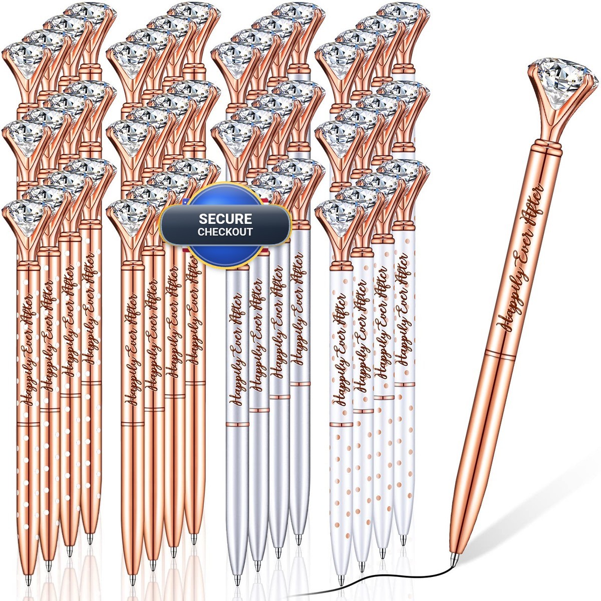 Yexiya 60 Pcs Bridal Shower Gifts For Guests Diamond Pens Rose Golden Crystal