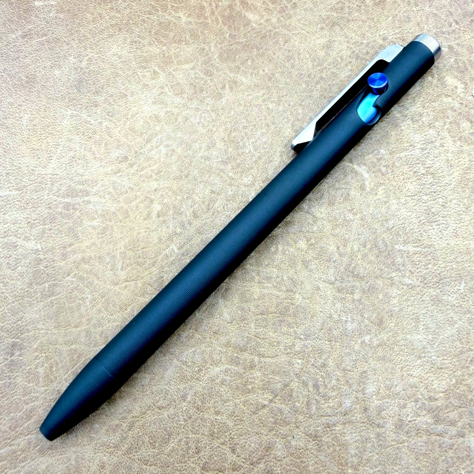 Tactile Turn – Titanium Slim Bolt Action Standard Size Pen Custom Black & Silver