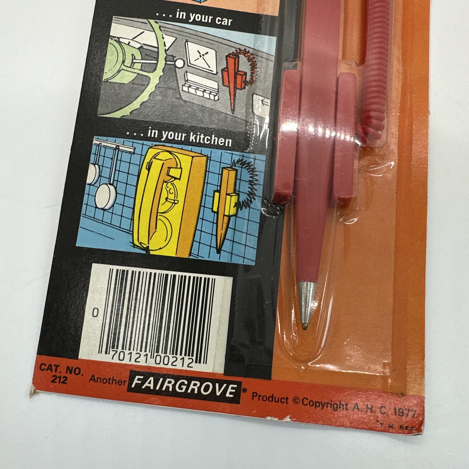 Fairgrove Write•There Handy Attachable Pen With Cord Telephone RED VTG 1977 NOS